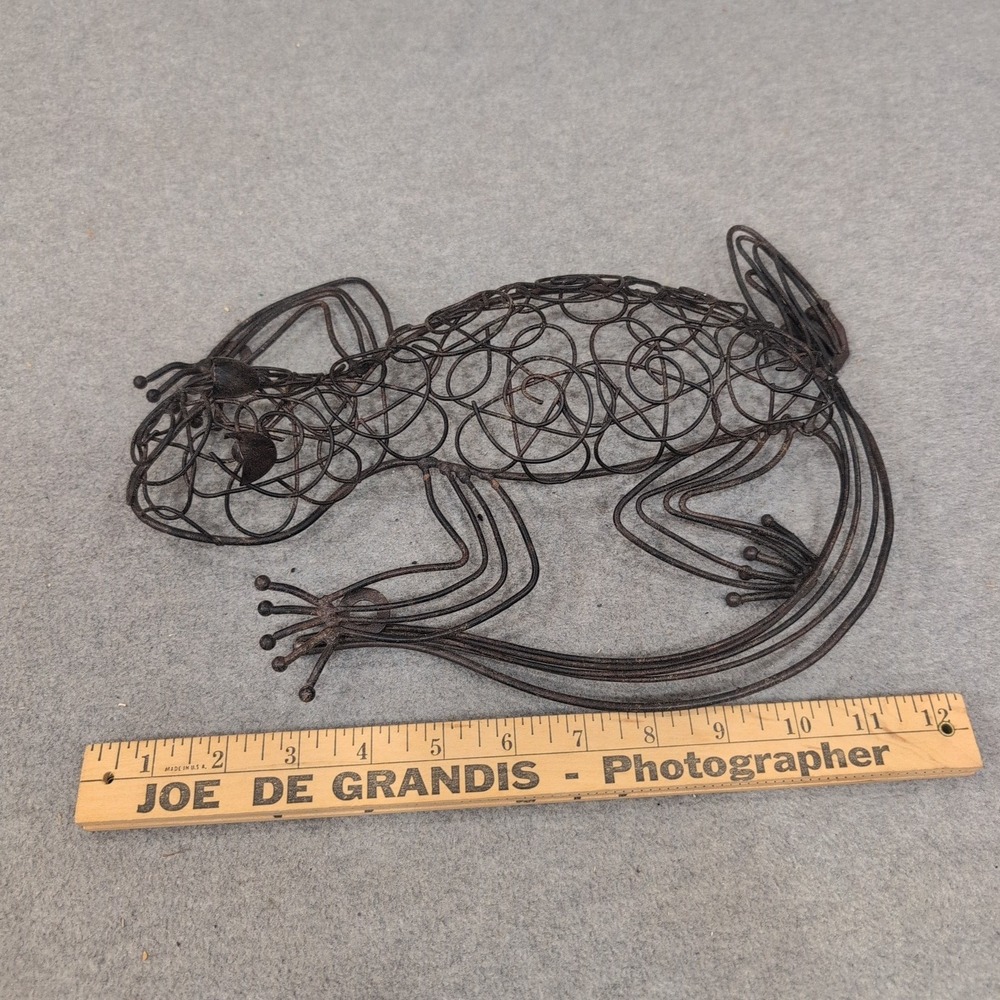 Handcrafted Metal Wire Lizard Gecko Sculpture Rustic Brown Garden Art - Picture 5 of 6